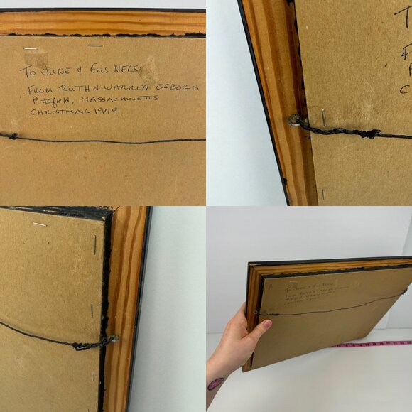 Vtg Wall Framed Needlepoint Art Work Craft Completed Church Building Tree Sky - Picture 7 of 11